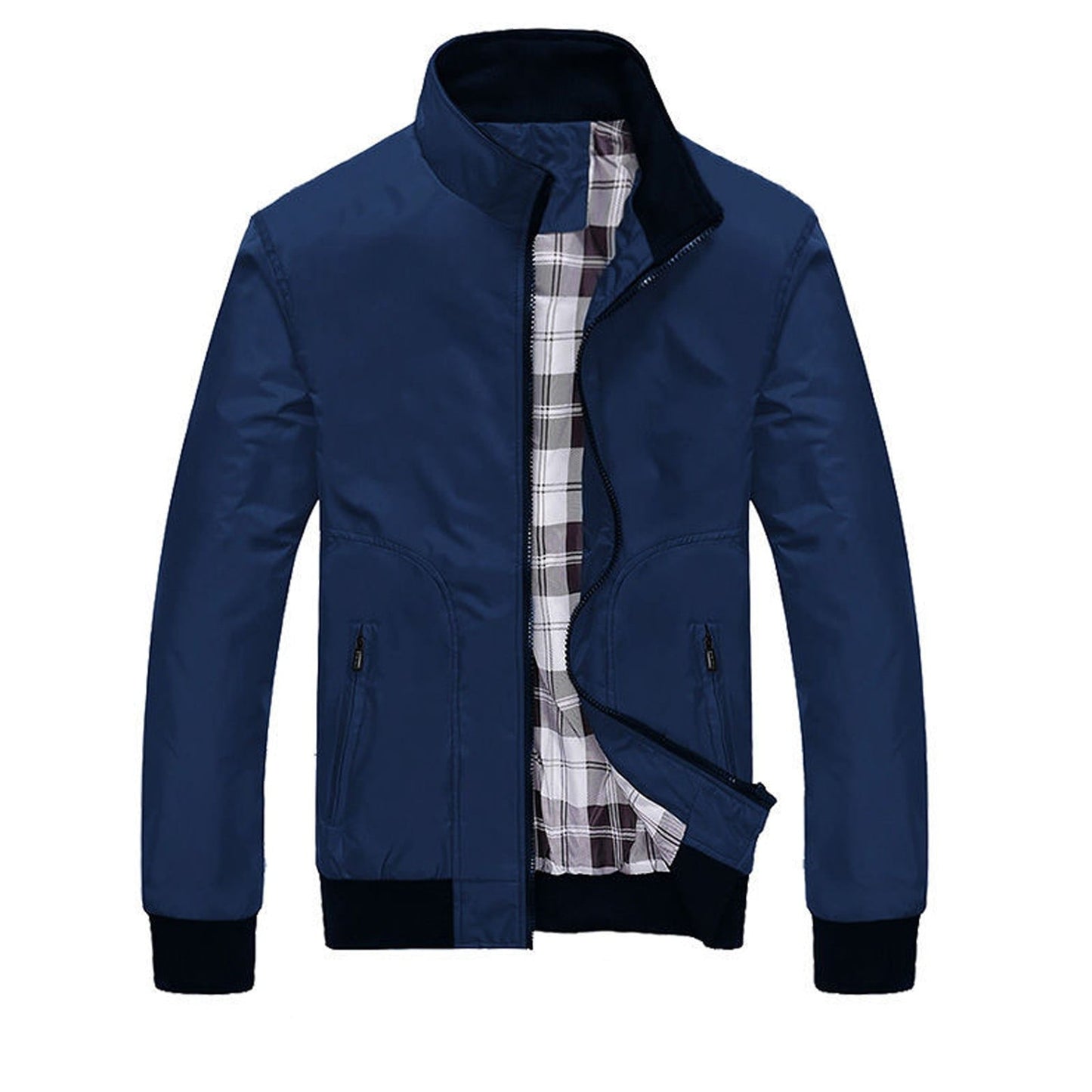 Men’s Solid Blue Casual Jacket