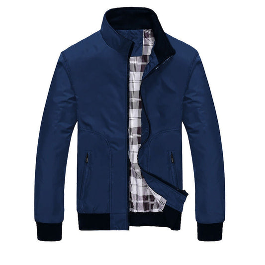 Men’s Solid Blue Casual Jacket