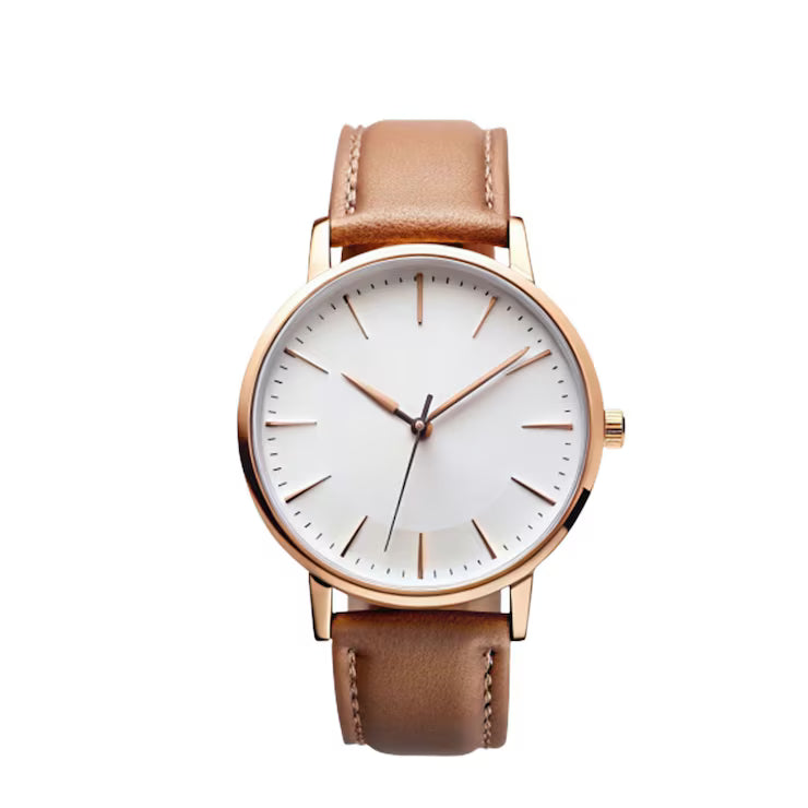 Men’s Classic Analog Wrist Watch with Brown Leather Strap
